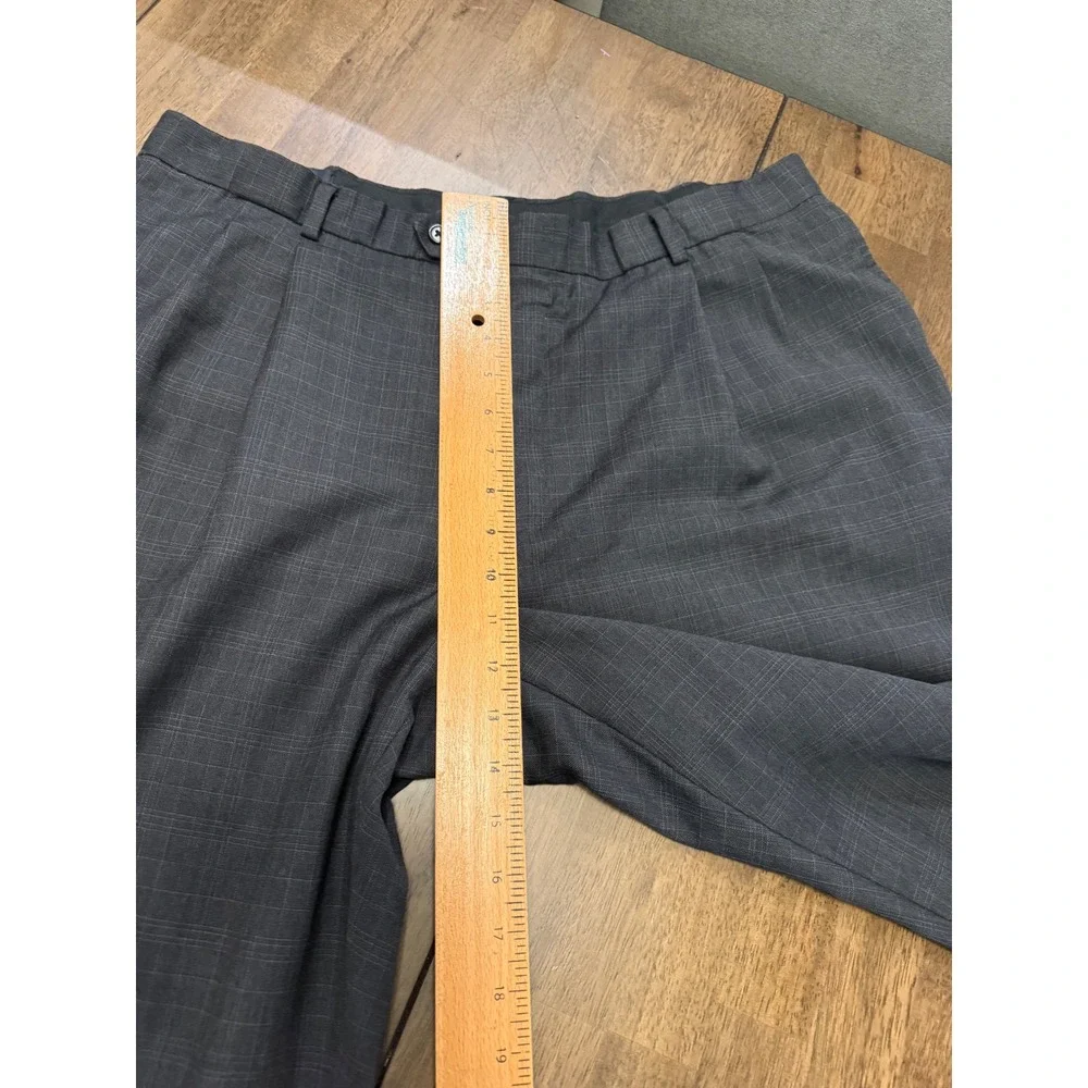 Hart Schaffner Marx Mens 38 Grey Glen Plaid 100% Wool Pleated Cuffed Dress Pants